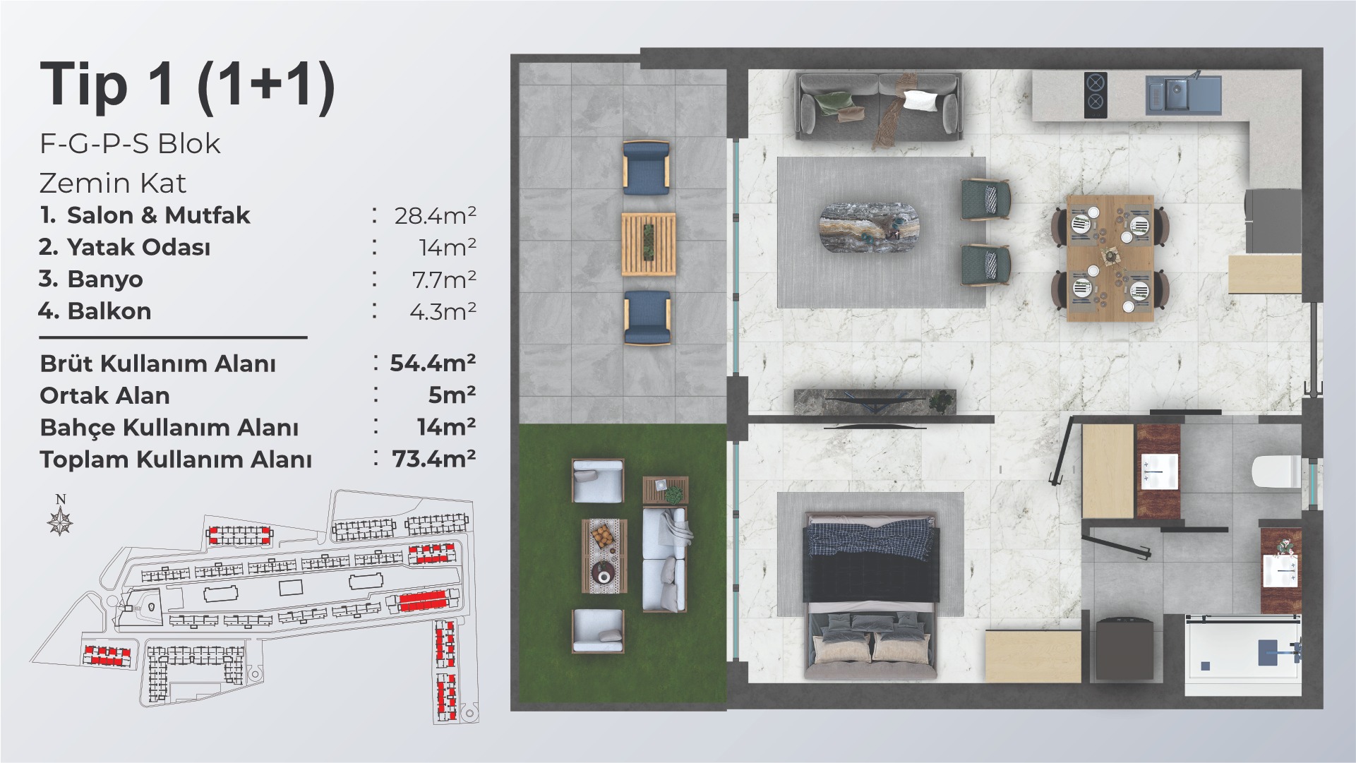 1 Schlafzimmer 1+1 - frontend.project_detail.floor_plan