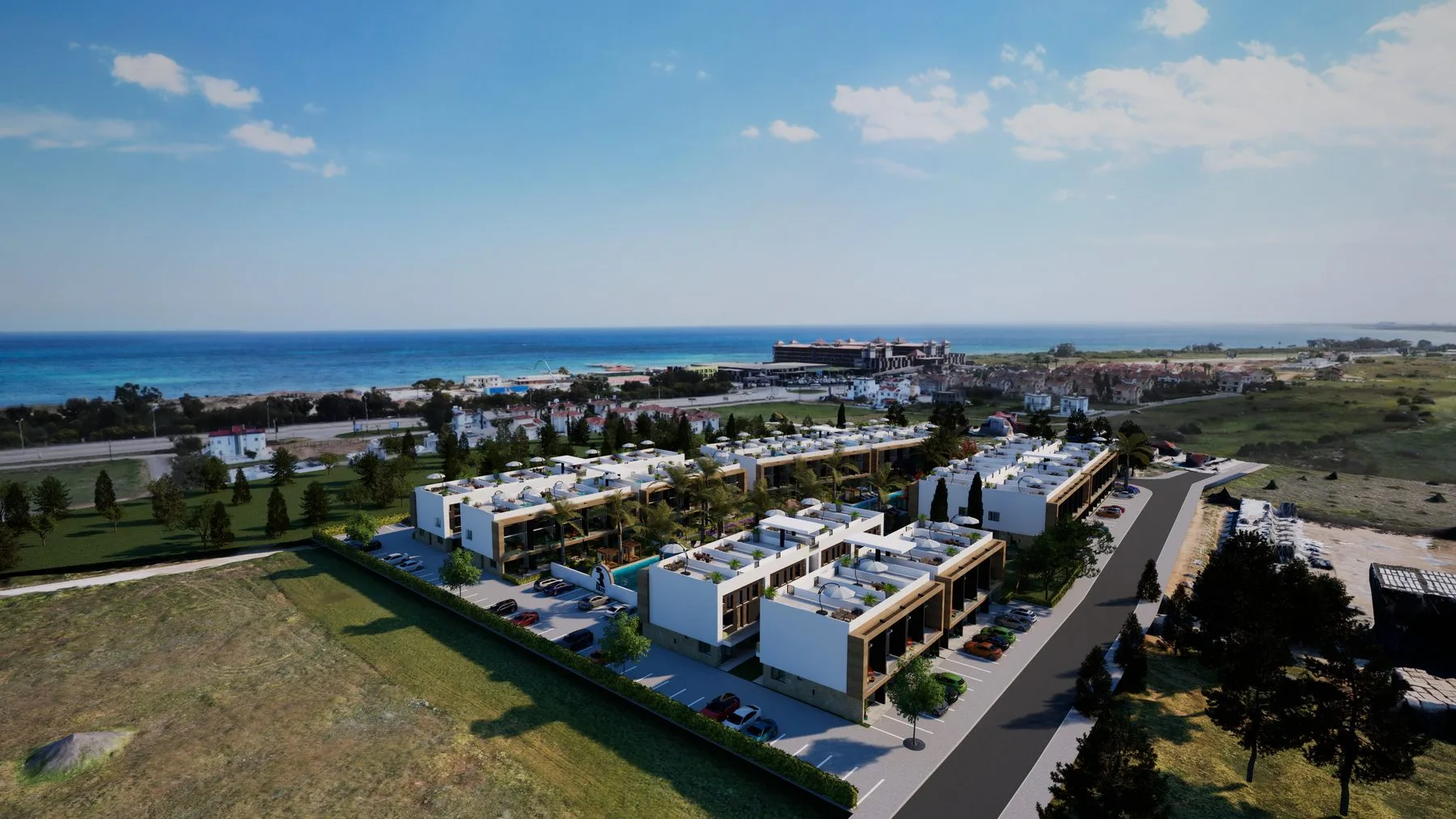 The Ritzy İskele proje alanı ve sahil havadan görünümü
