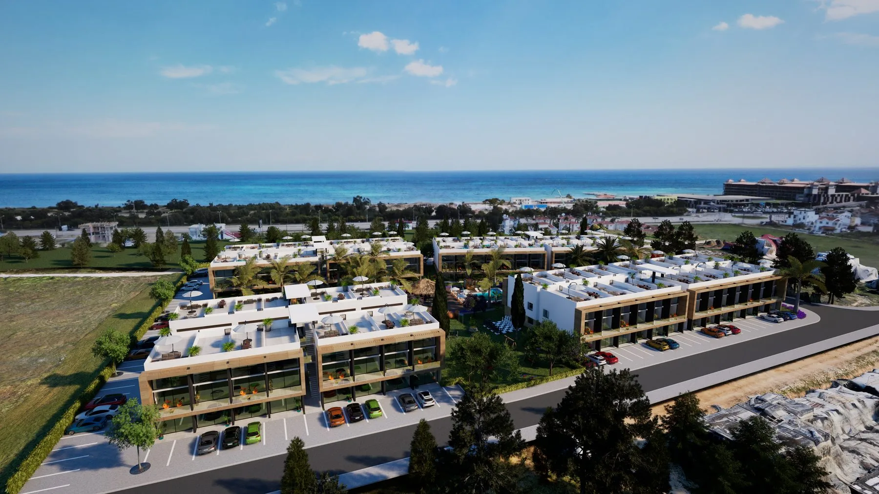 The Ritzy İskele sahili deniz ve proje havadan görünümü