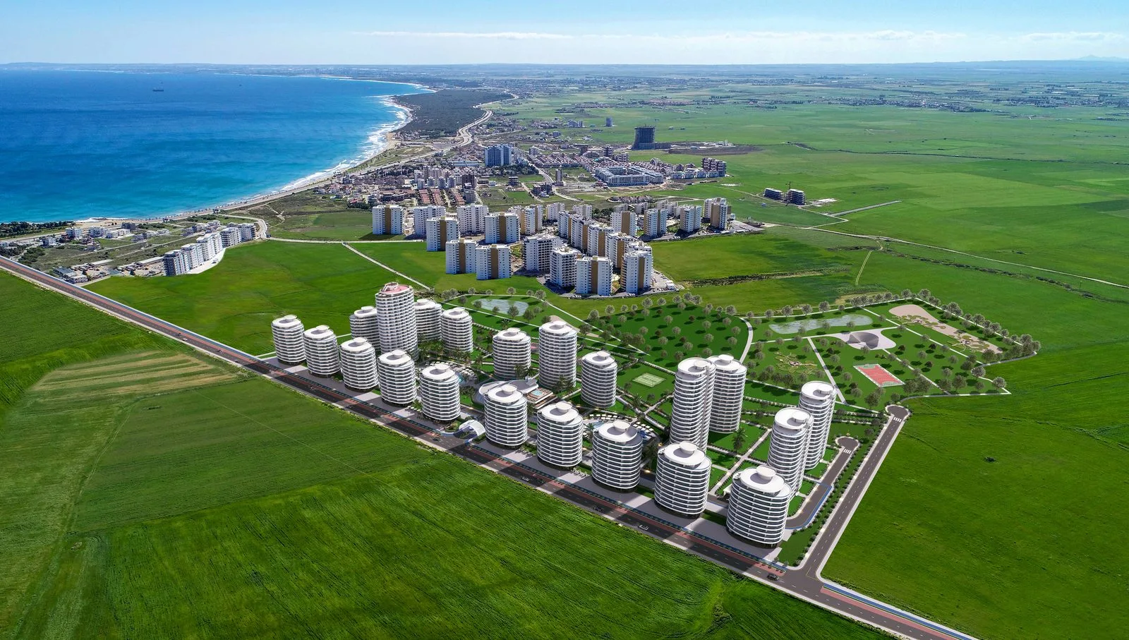 Ocean Life Residence Long Beach havadan proje yerleşimi