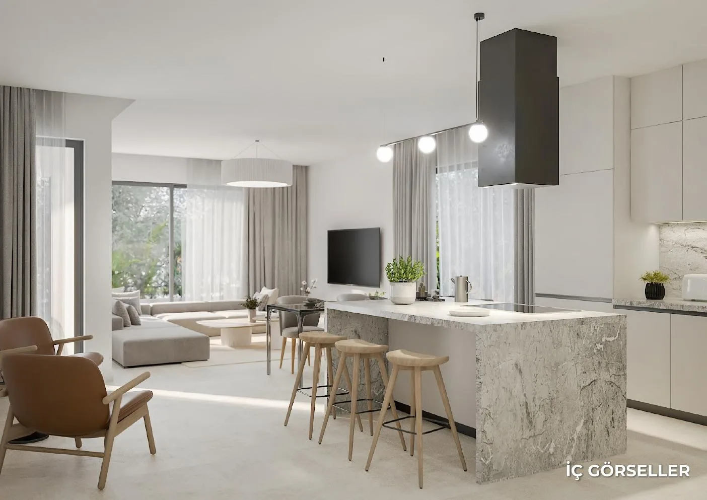 Dolce Mare Resort mutfak ve salon iç mekan