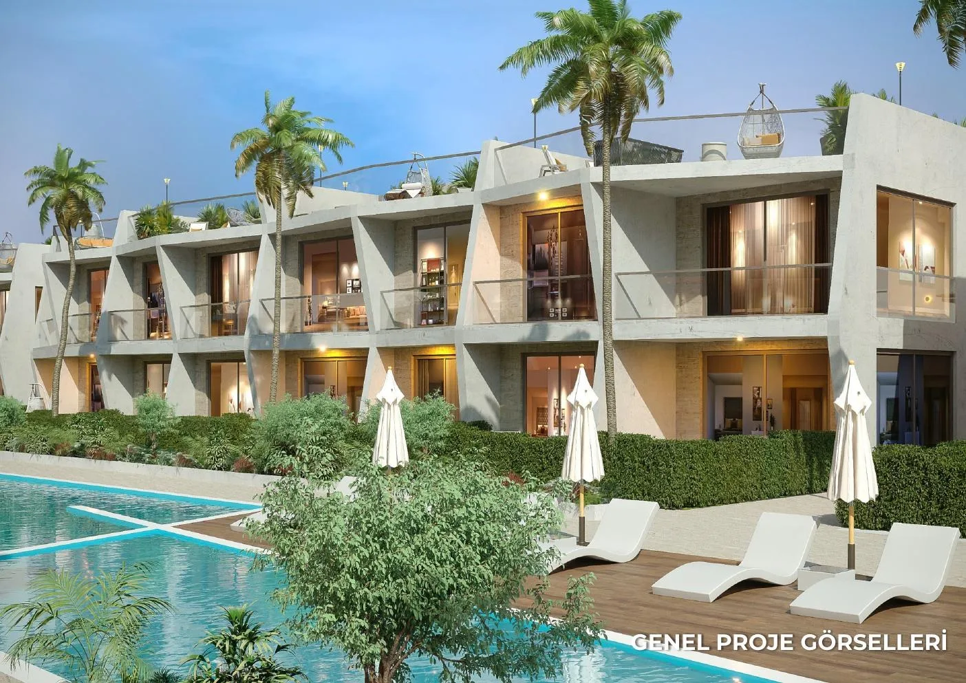 Dolce Mare Resort havuz kenarı rezidans görünümü