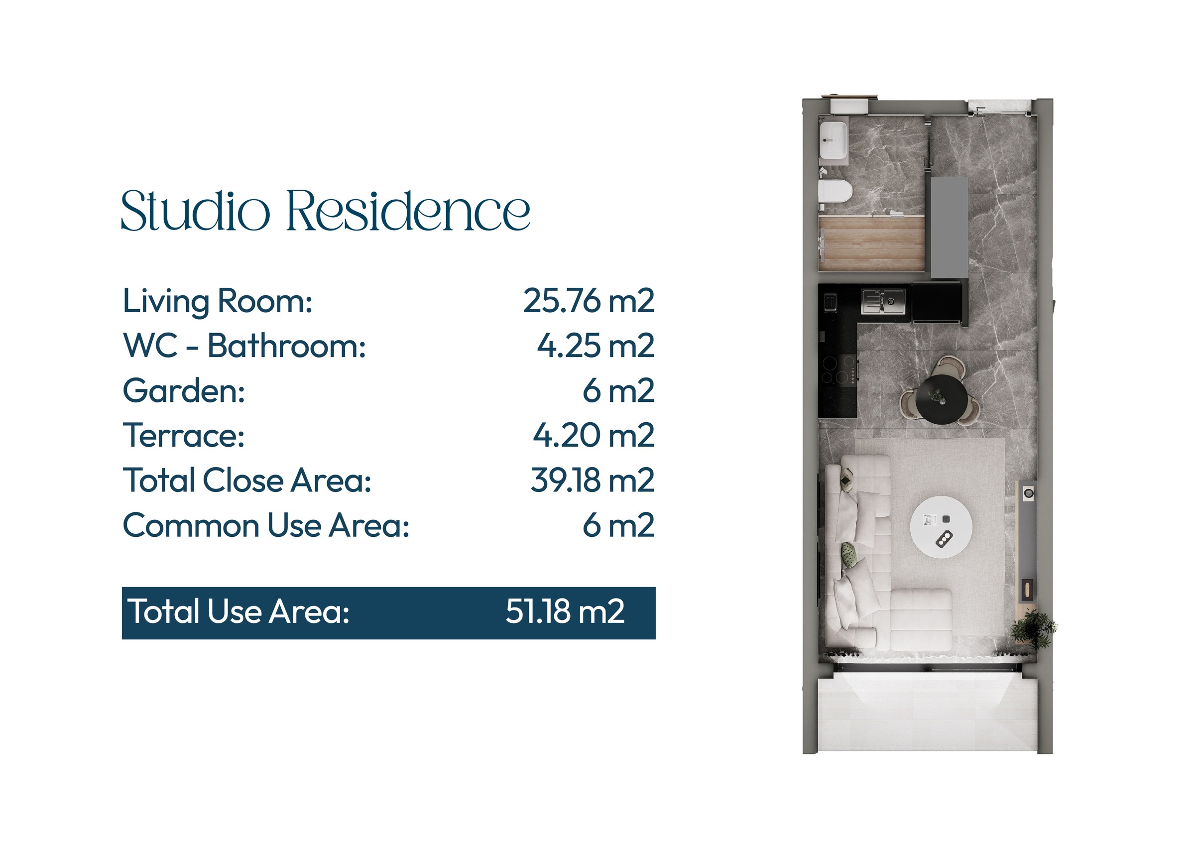 Lagoon Verde studio z ogrodem 1+0 - frontend.project_detail.floor_plan