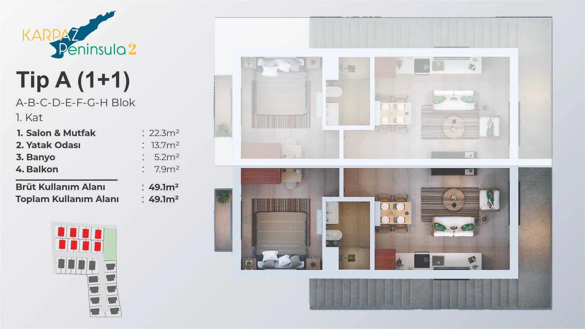 1 Schlafzimmer Typ A – A-H 1. Etage - frontend.project_detail.floor_plan