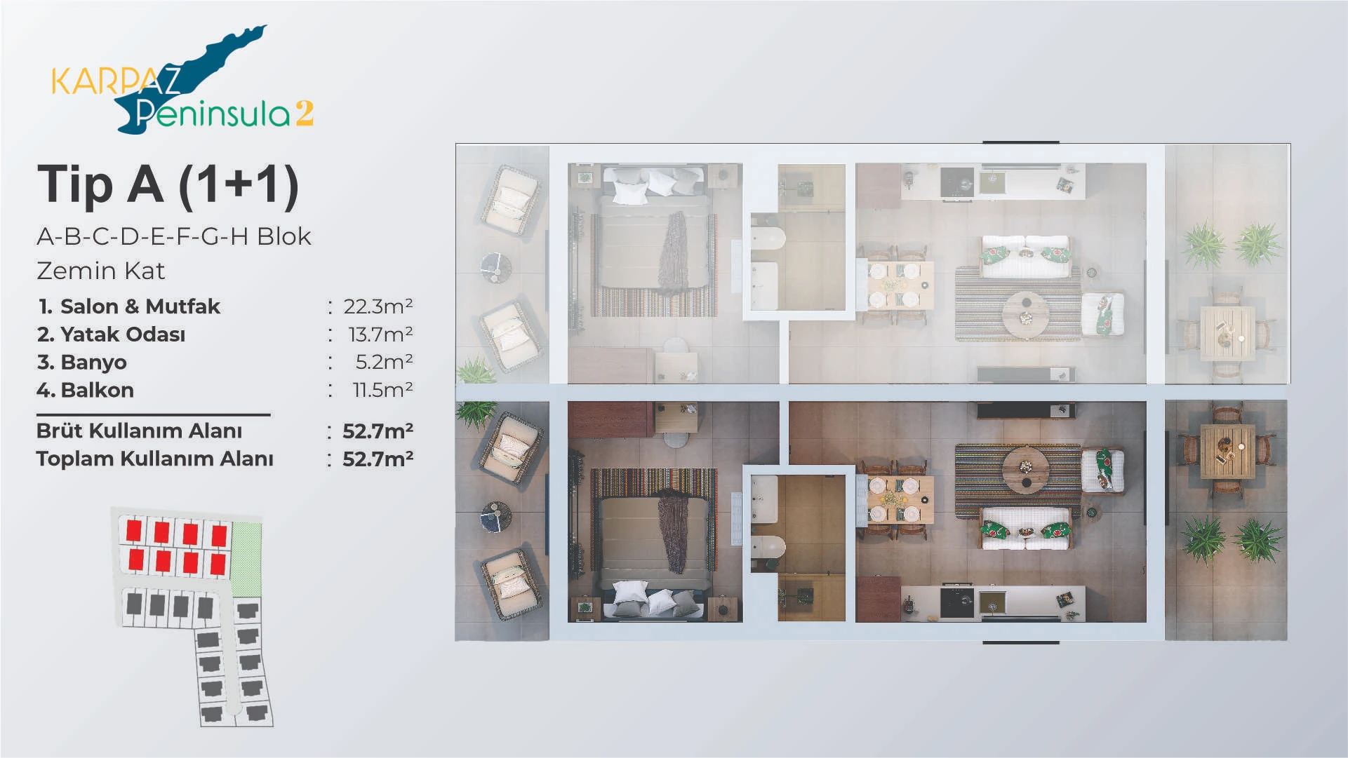 1 Schlafzimmer Typ A – A-H Erdgeschoss - frontend.project_detail.floor_plan
