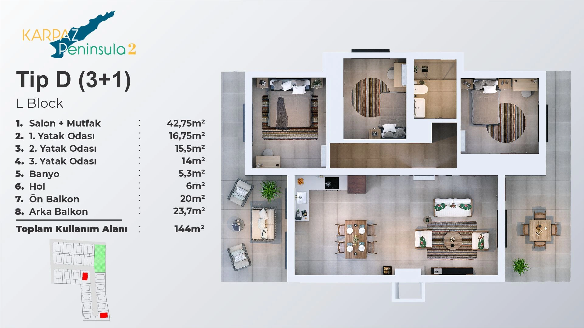 3 Schlafzimmer Typ D – Block L - frontend.project_detail.floor_plan
