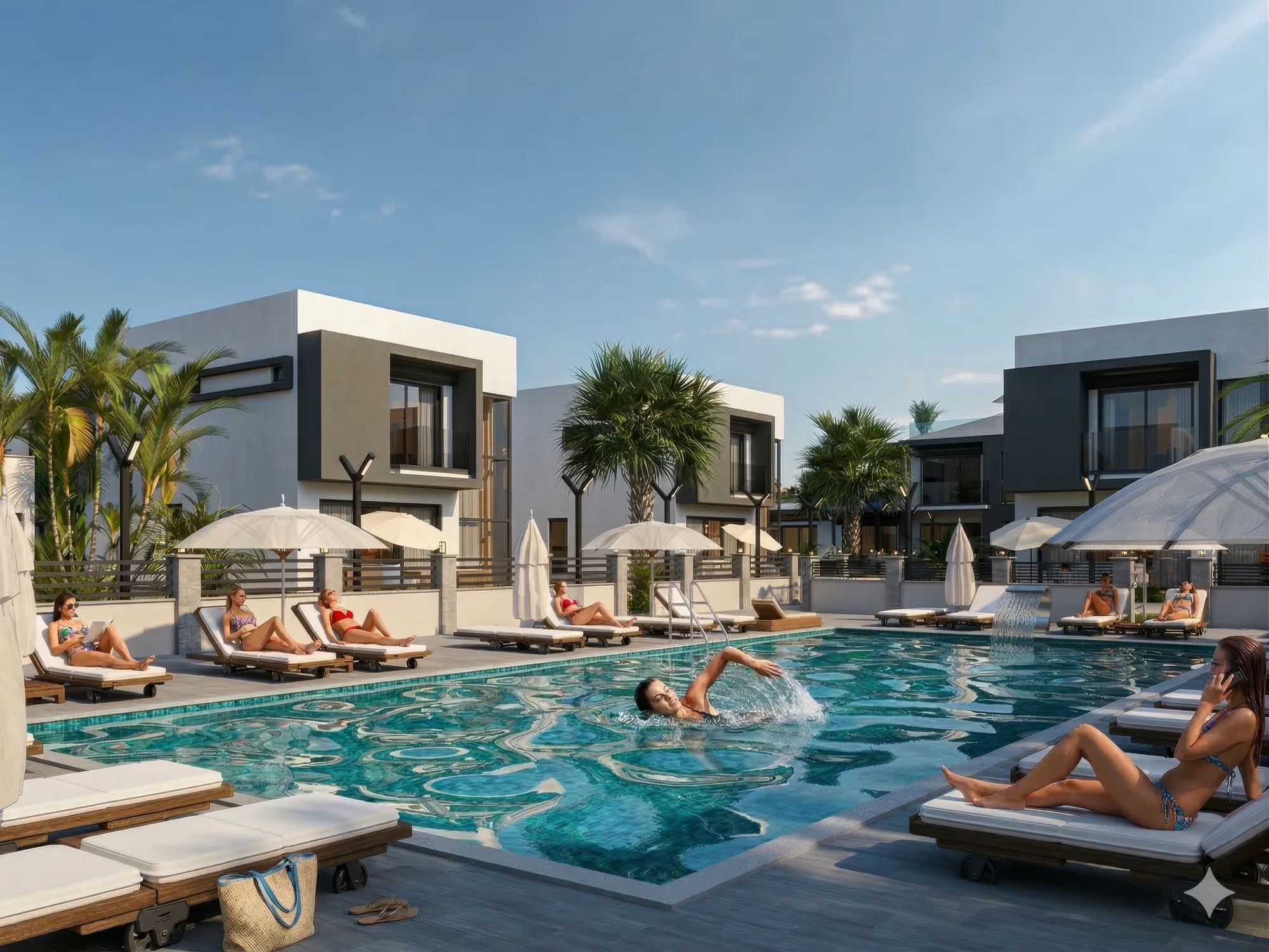 Palmora Cyprus – dış cephe ve ortak alan renderı