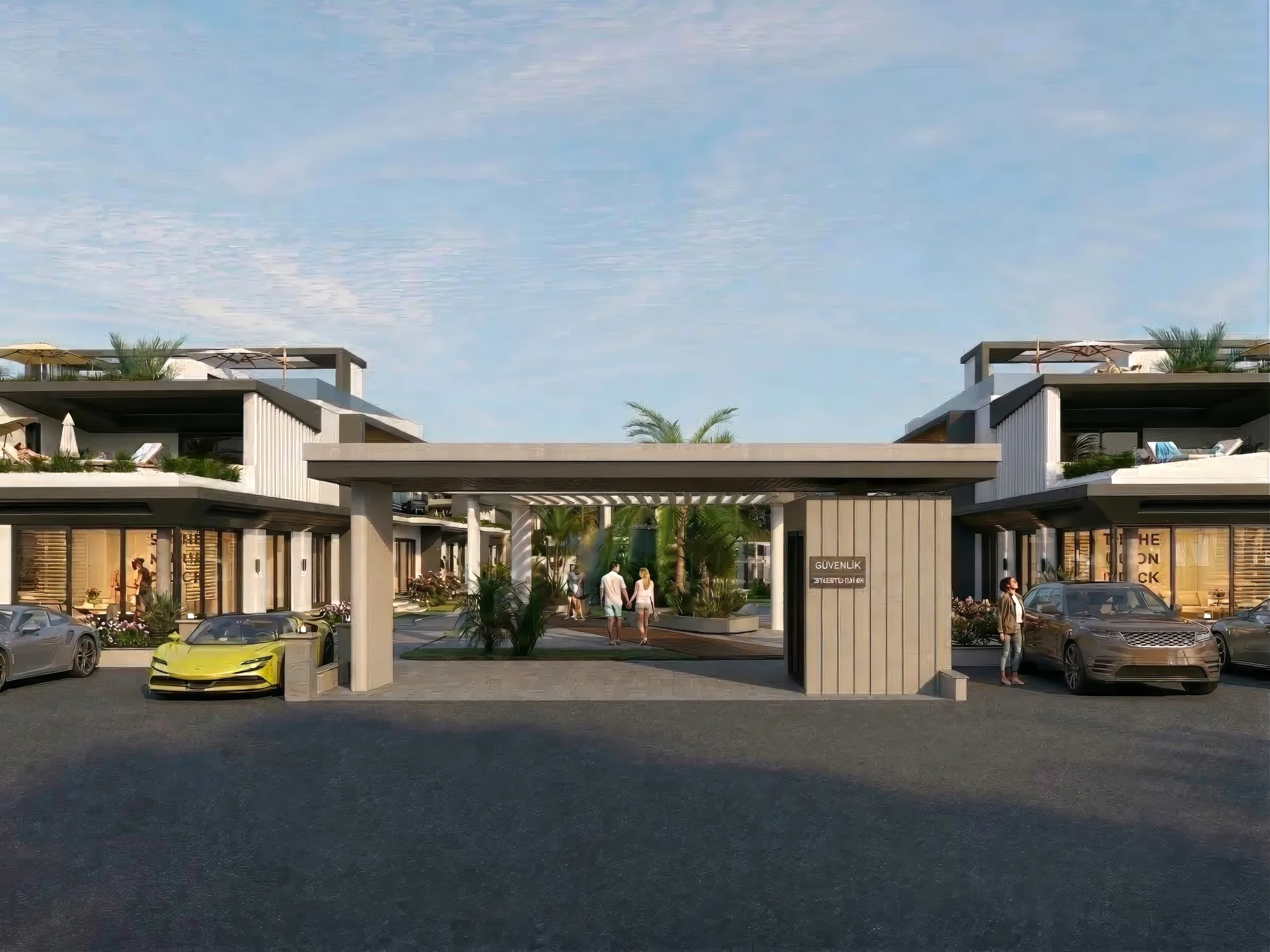Palmora Cyprus – dış cephe ve ortak alan renderı