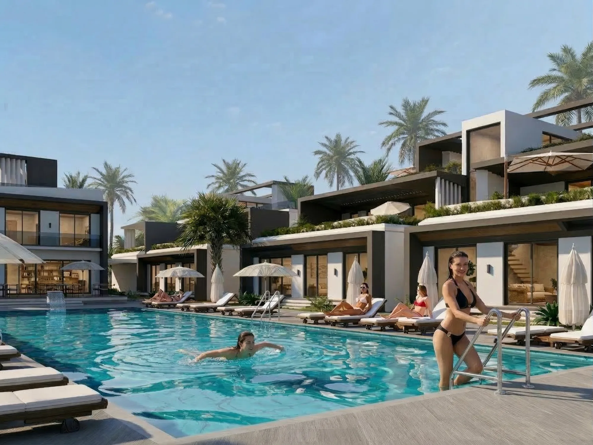 Palmora Cyprus – dış cephe ve ortak alan renderı